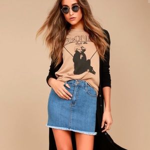 Lulu’s O2 Denim Jean Blue Mini Skirt Sz Large